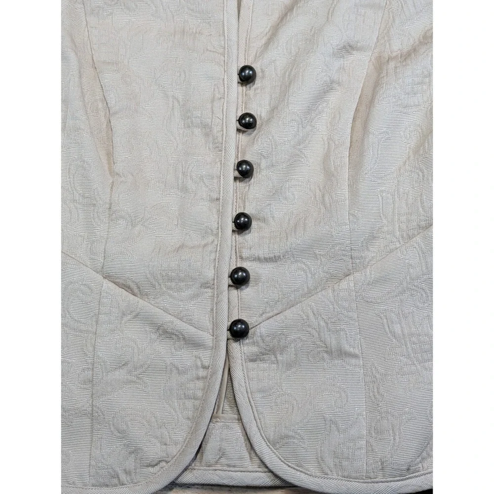 Bandolino Champagne Damask Jacquard Victorian Button Blazer Jacket Womens 16